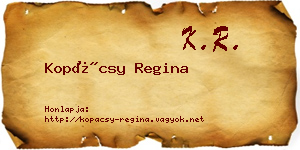 Kopácsy Regina névjegykártya